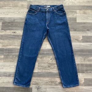 38x34 Carhartt Relaxed Fit Straight Jeans Men’s Blue Dark Wash 104943-H38